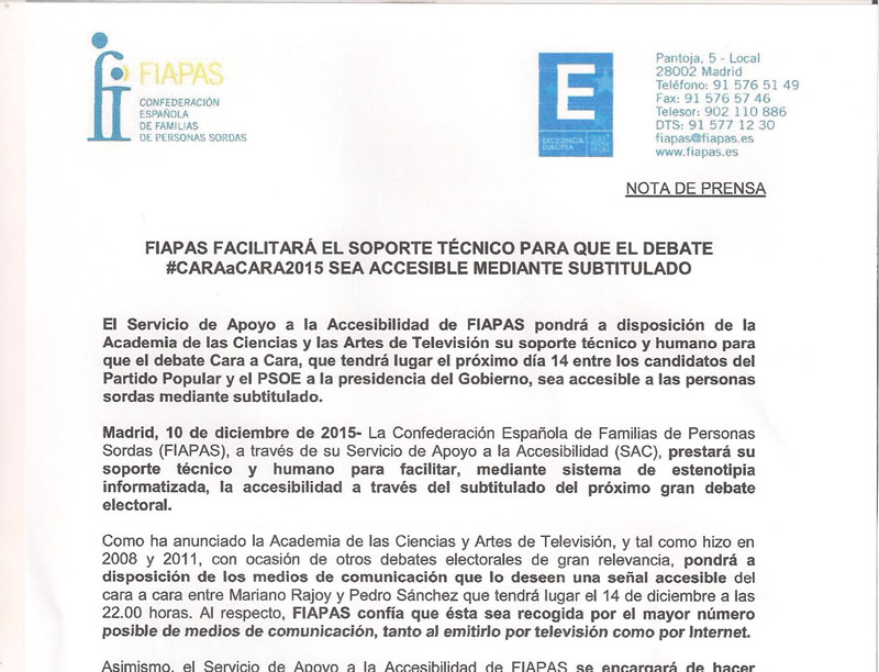 Debate accesible del 14 de Diciembre